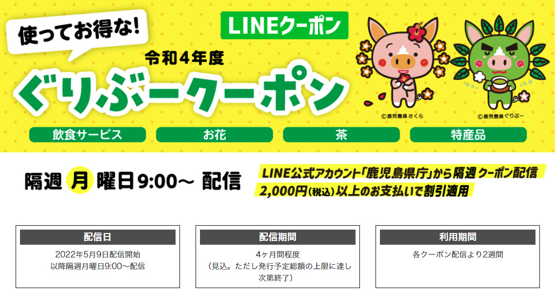 【配信期間延長】【LINE】ぐりぶークーポン、再開